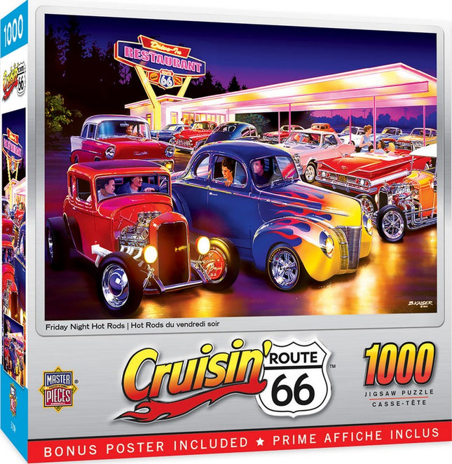 Cruisin' Rt 66 Friday Night Hot Rod's 1000 Piece Puzzle