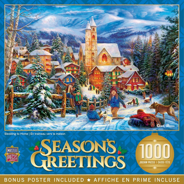 Holiday Sledding to Home 1000 Piece Puzzle