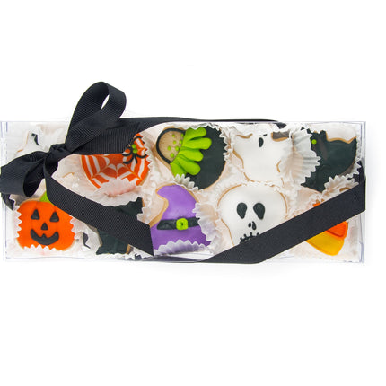 Halloween Celebration Mini Iced Sugar Cookies -Clear Gift Box of 10