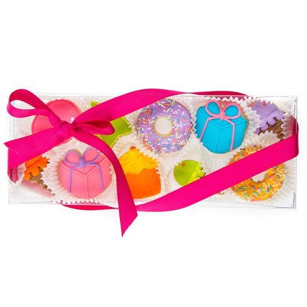 Sweet Celebration Mini Iced Sugar Cookies -Clear Gift Box of 10