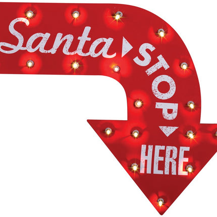 Santa Stop Here Vintage Sign