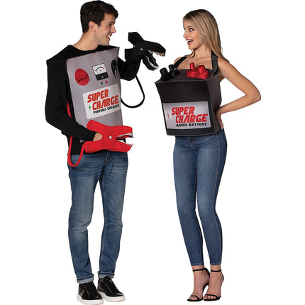 Adult Battery & Jumper Cables Couple Costume