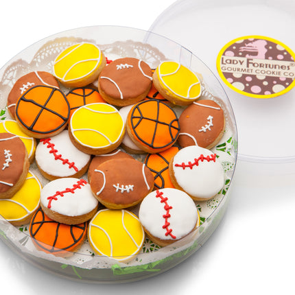 Sports Assorted Mini Iced Sugar Cookies - Clear Acetate