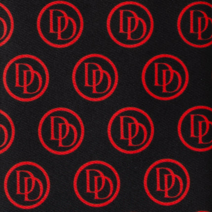 Marvel Daredevil Men's Black Tie and Embossed Logo Lapel Pin Set