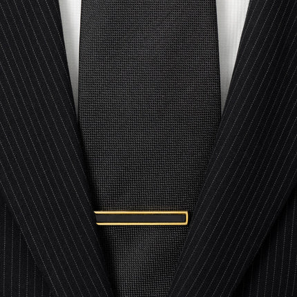 Gold and Onyx Inlaid Tie Clip