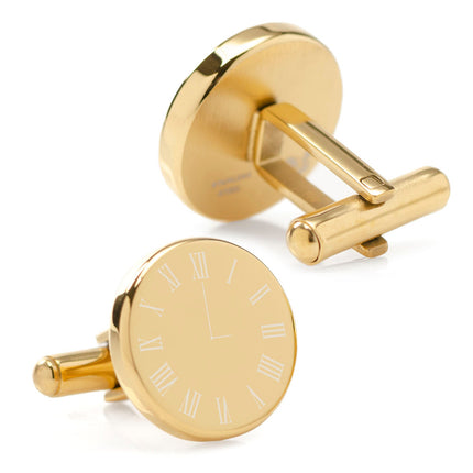 Custom Clock Engravable Gold Cufflinks