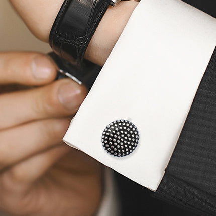 Silver Circle Dot Texture Cufflinks