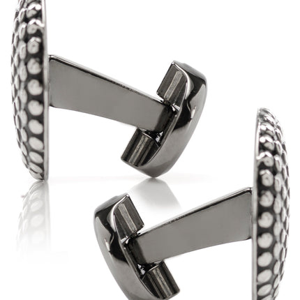 Silver Circle Dot Texture Cufflinks