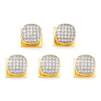 Stainless Steel Gold Plated White Pave Crystal  5-Studs