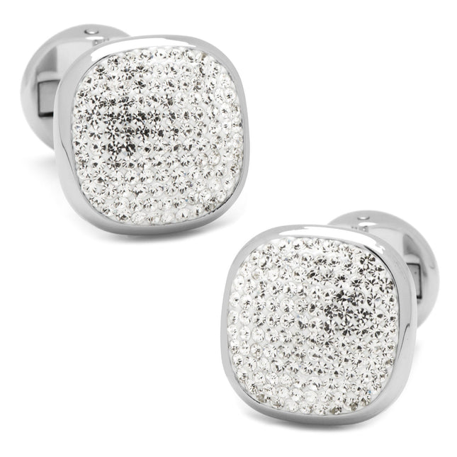 Stainless Steel White Pave Crystal Cufflinks
