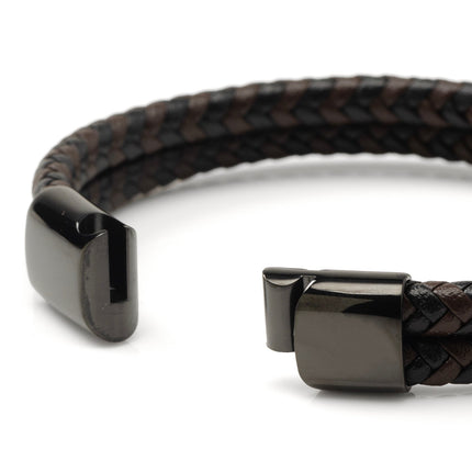 Black and Brown Braided Leather Bracelet