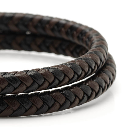 Black and Brown Braided Leather Bracelet