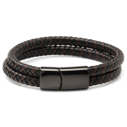Black and Brown Braided Leather Bracelet