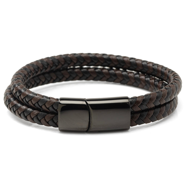 Black and Brown Braided Leather Bracelet