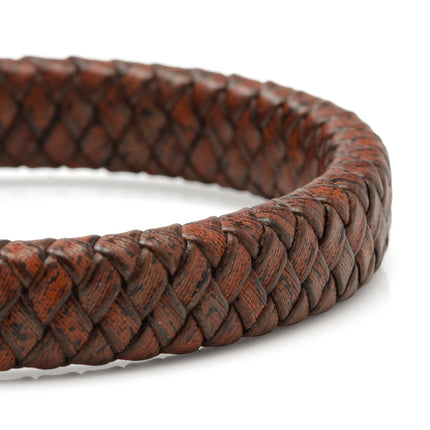 Braided Leather Bracelet with Gunmetal Stainless Steel Magnetic Clasp
