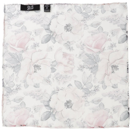 Painted Floral Gray Necktie and Pocket Square Gift Set