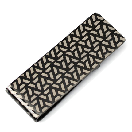 Geometric Stainless Steel Gunmetal Engraved Money Clip