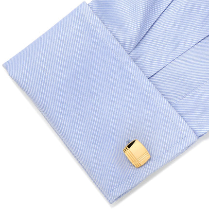 Sterling Silver Gold Tartan Plaid Cufflinks