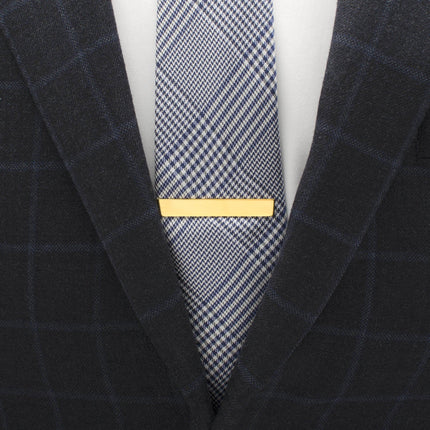 Engravable Gold Plated Rope Border Round Cufflinks and Tie Bar Gift Set
