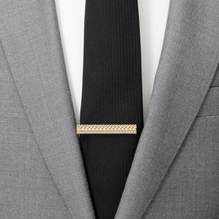 Antique Gold Herringbone Tie Clip
