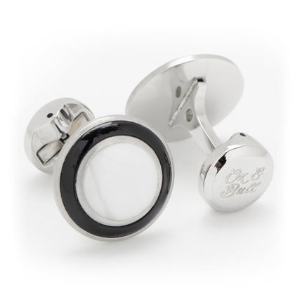 Jade with Onyx Ring Stainless Steel Cufflinks