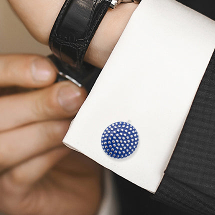 Navy Circle Dot Texture Cufflinks