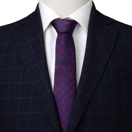 Navy/Red Patterned Men's Tie
