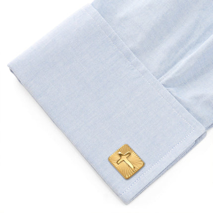 Radiant Cross Gold Sterling Silver Cufflinks