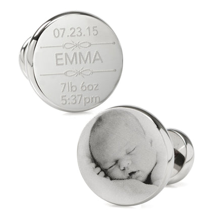 Birth Details Custom Photo Engravable Cufflinks