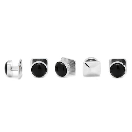 Mixed Pave Crystal and Onyx 5-Stud Set