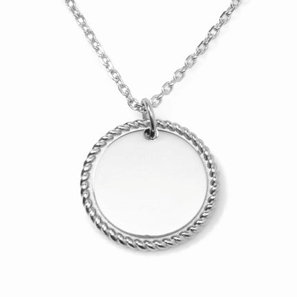Stainless Steel Round Rope Edge Pendant Women's Box Chain Necklace