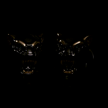 Sterling Silver Black and 14K Gold Vermeil Panther Cufflinks