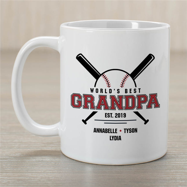 Personalized World's Best Grandpa Baseball Mug