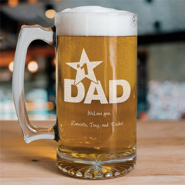 #1 Dad Personalized Sports Glass Mug