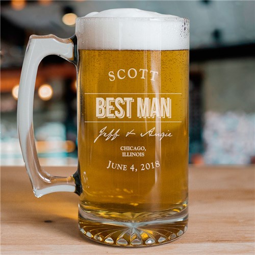 Personalized Engraved Groomsmen Glass Mug