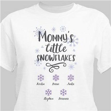 Personalized Little Snowflakes White T-Shirt