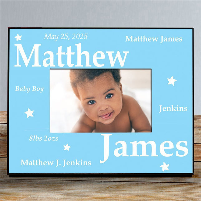 Personalized New Baby Boy Picture Frame