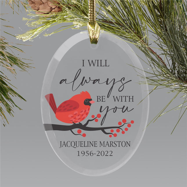 Personalized Cardinal I will always be with you Oval Glass Ornament