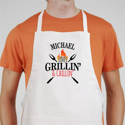 Personalized Loves Grillin' & Chillin' Apron