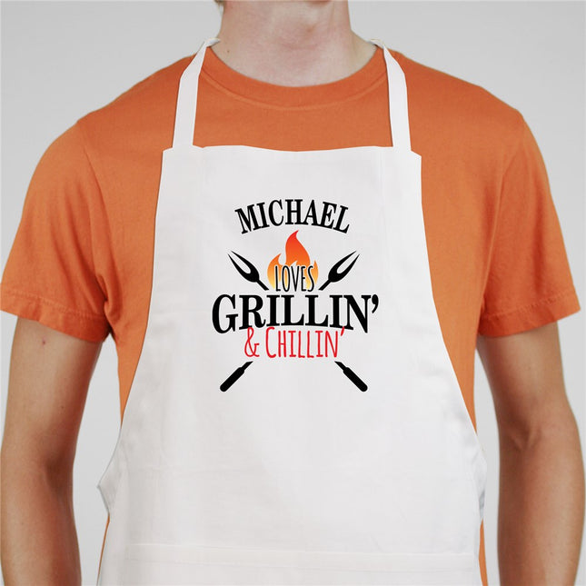 Personalized Loves Grillin' & Chillin' Apron