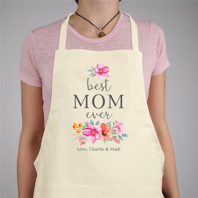 Personalized Floral Best Mom Ever Apron
