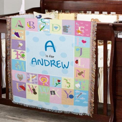 Personalized Baby Boy Alphabet Throw