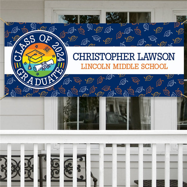 Personalized Colorful Grad Caps Banner