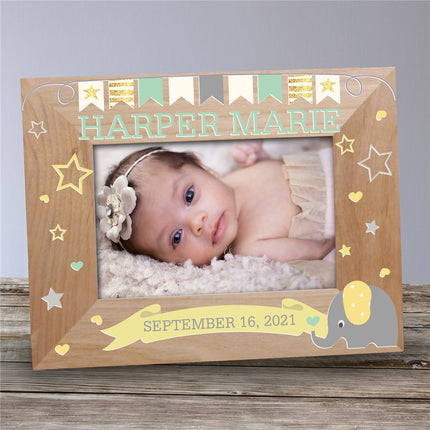 Personalized Baby Elephant Wooden Frame