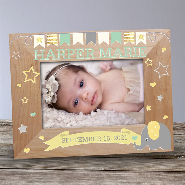 Personalized Baby Elephant Wooden Frame