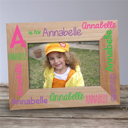 Personalized Pink Alphabet Name Wood Picture Frame