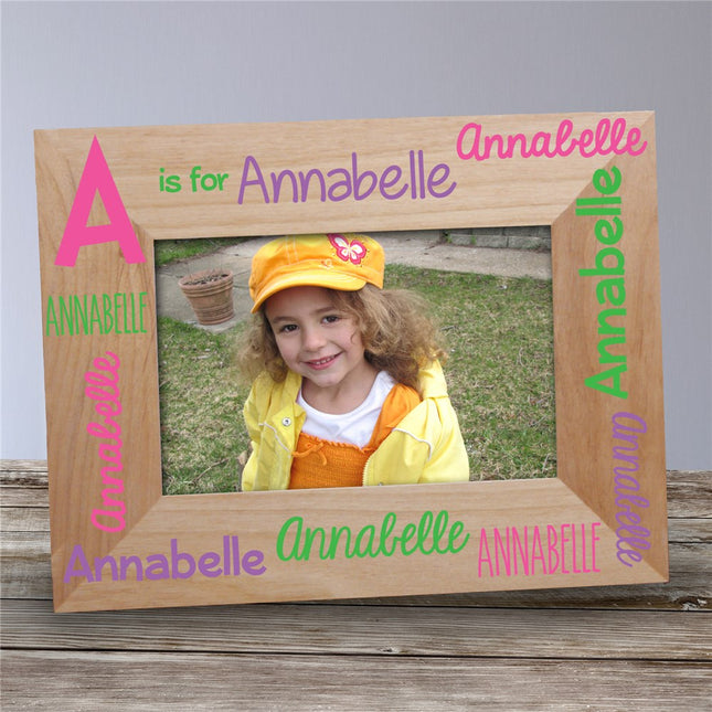 Personalized Pink Alphabet Name Wood Picture Frame