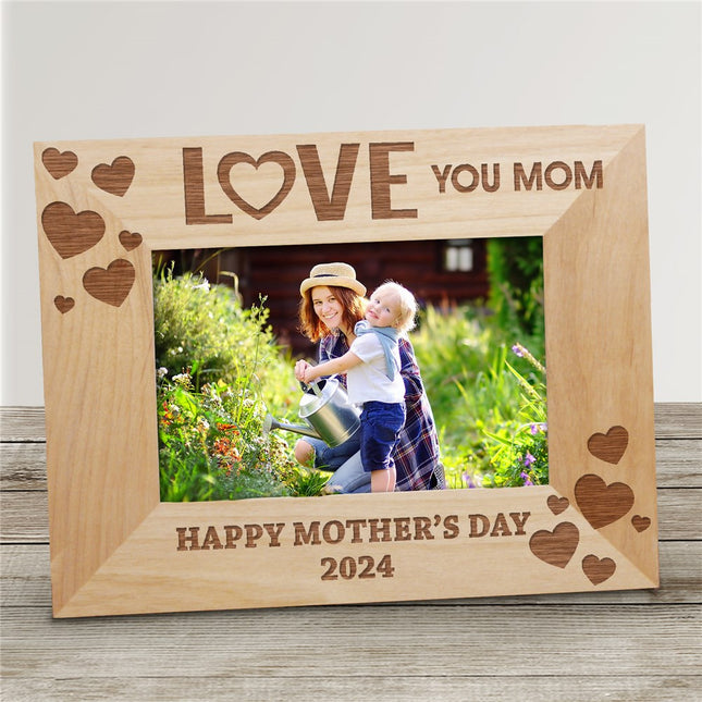 Personalized Love You Mom Wooden Picture Frame