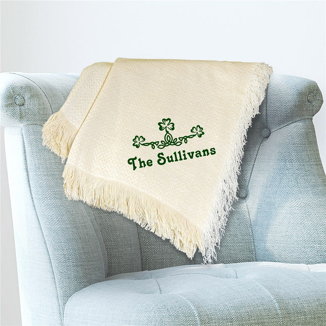 Personalized Shamrock Green Irish Throw Afghan