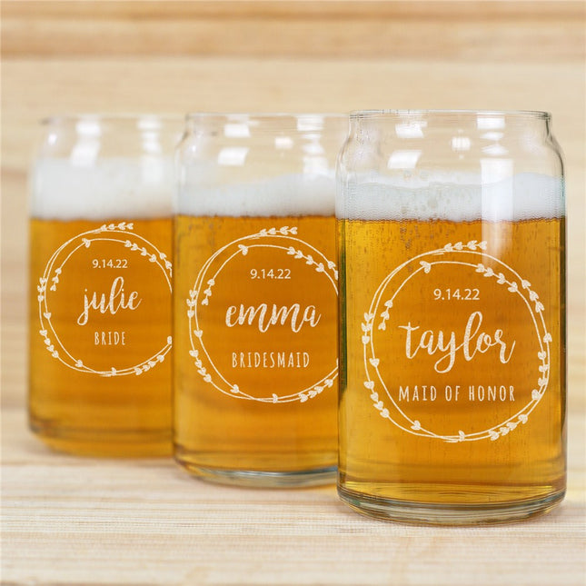 Personalized Bridal Party Beer Can Glass